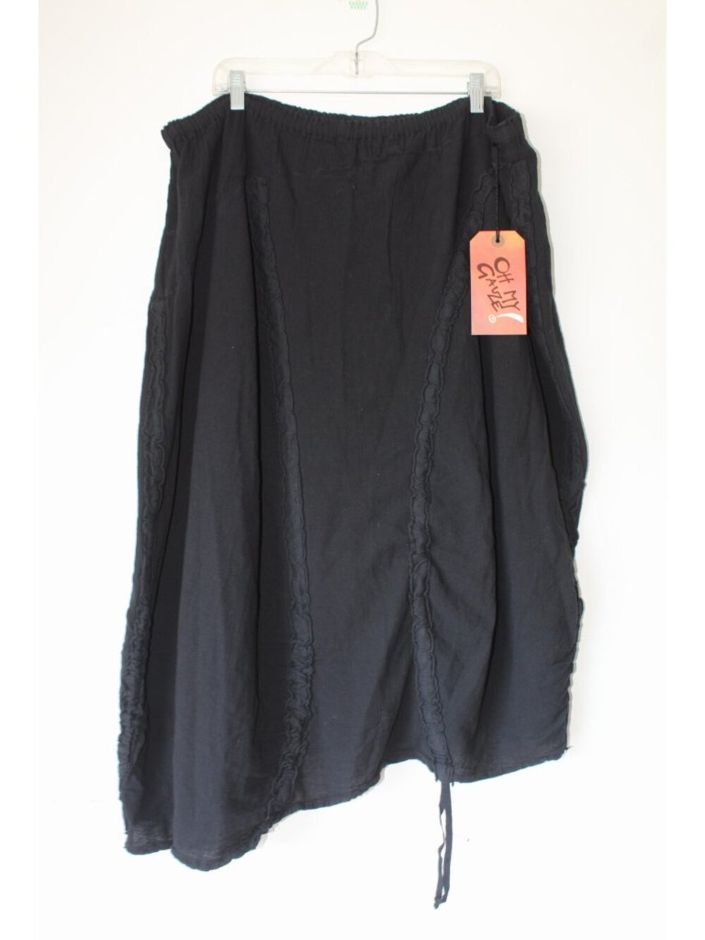 Oh My Gauze asymmetrical Midi skirt Size 2/L-XL Cotton Black Lagenlook Boho